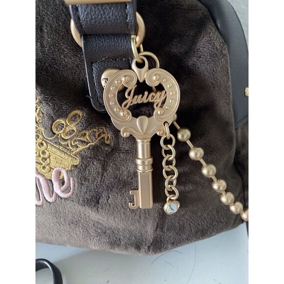 Juicy Couture The Key To Juicy Satchel Crossbody Chocolate Velvet Charm NEW - Picture 3 of 15